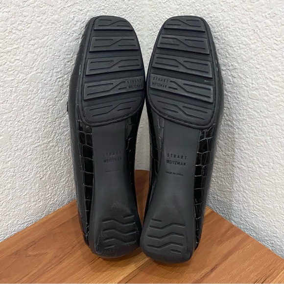 STUART WEITZMAN CIBW 40351 Black Croc Patent Leather Buckle Strap Loafers 8.5M - Picture 7 of 16